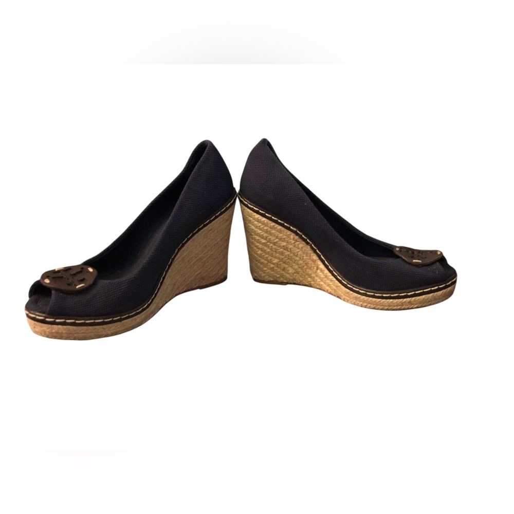 Tory Burch Blue Wedge Shoes with Espadrille Sole - Picture 4 of 9
